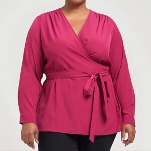 Universal Standard NWT Rivers True Wrap Top V-Neck Long Sleeve Blouse Workwear
